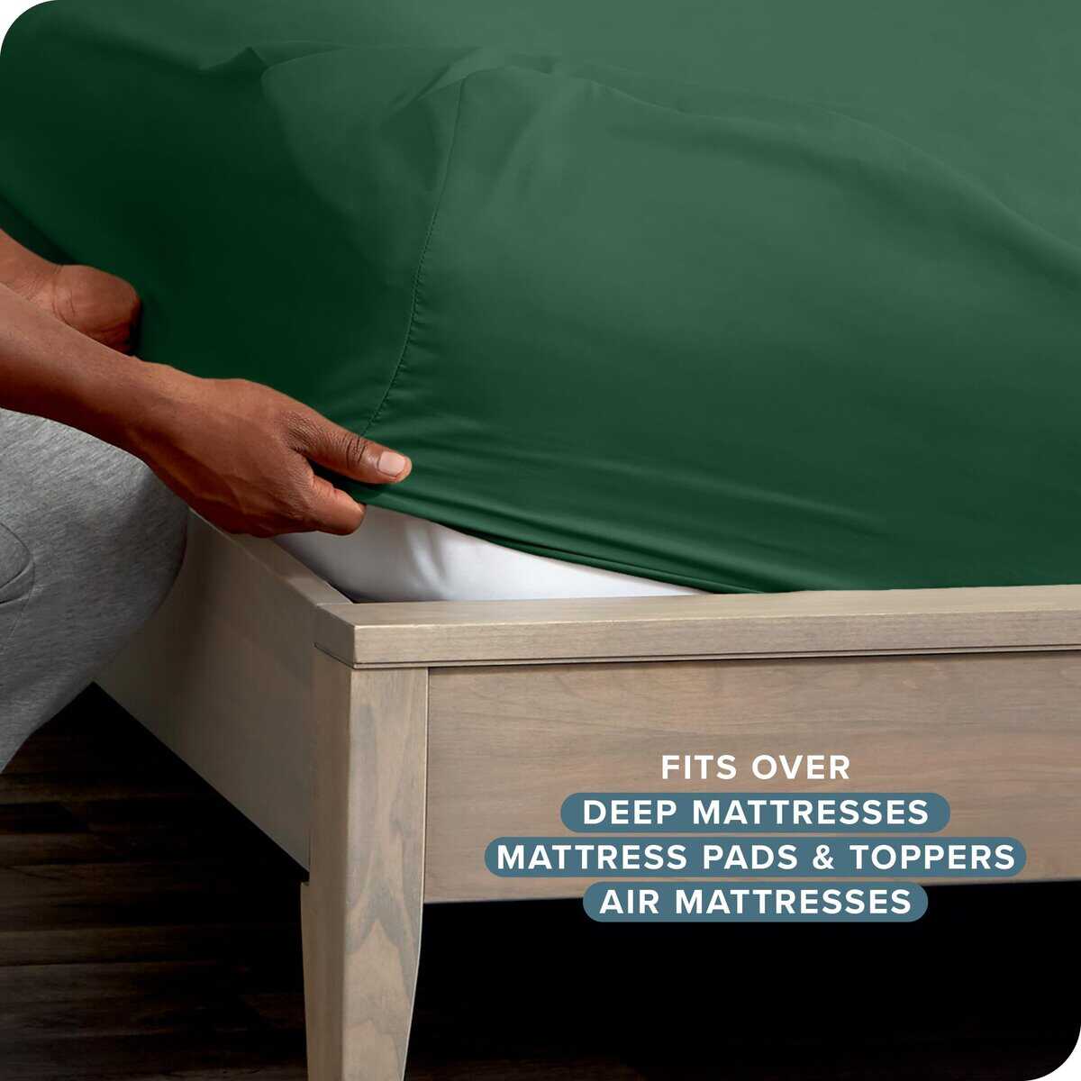 Juego de sábanas Twin XL Bare Home - Bolsillos -Verde Bosque - Imagen 6