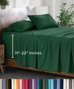 Juego de sábanas Twin XL Bare Home - Bolsillos -Verde Bosque