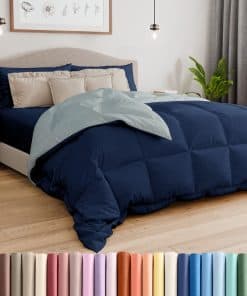 Edredón de Fibra Alternativa Reversible Azul y Azul Claro