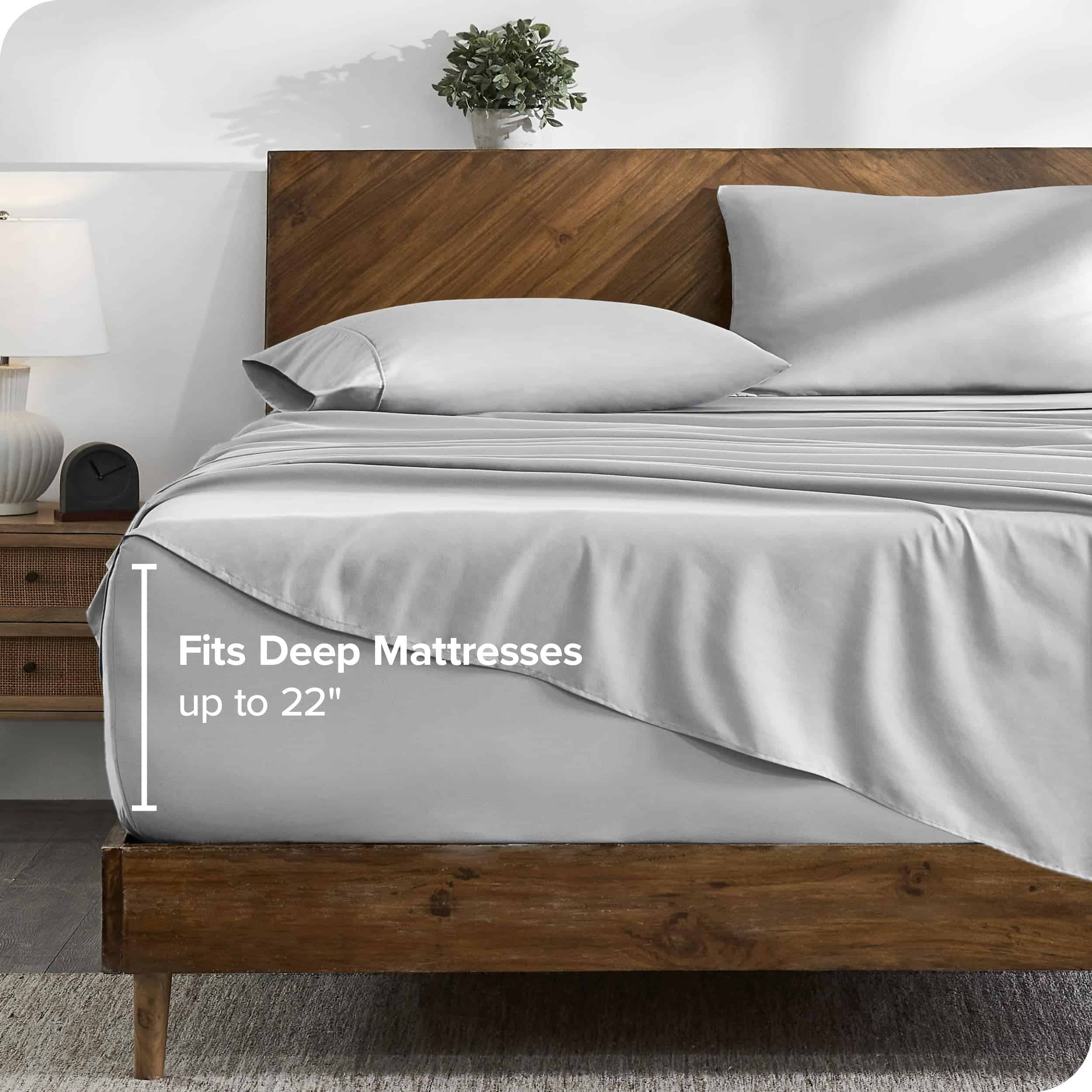 Juego de sábanas Bare Home King - Bolsillos -Gris Nube - Imagen 4