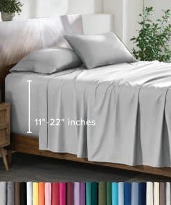 Juego de sábanas Twin XL Bare Home - Bolsillos -Gris Nube