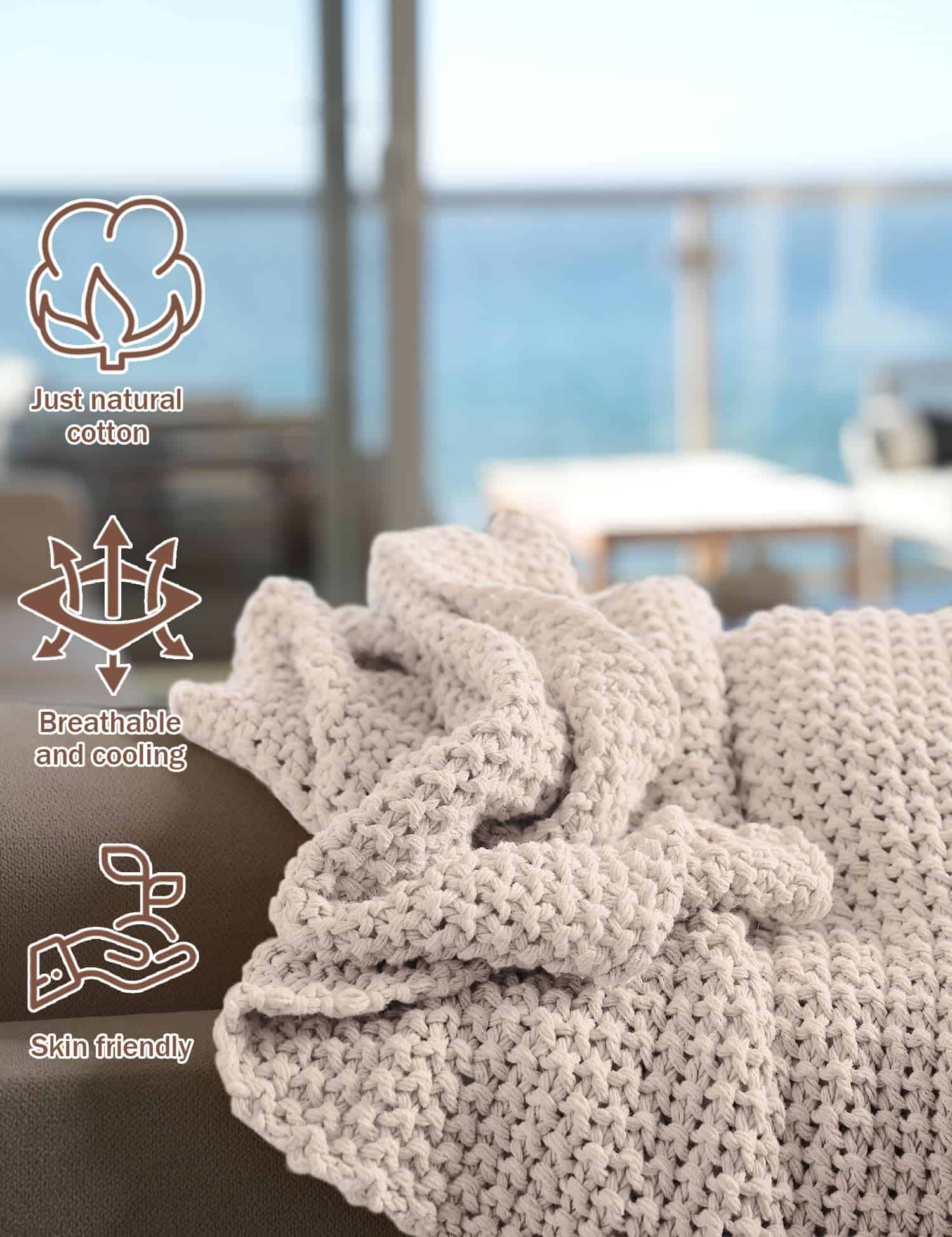 Manta de Punto Grueso de Algodón FIYARA, Manta de Punto - Imagen 4