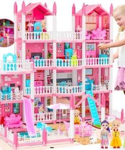 Casa de muñecas de ensueño de 4 pisos con 13 habitaciones,
