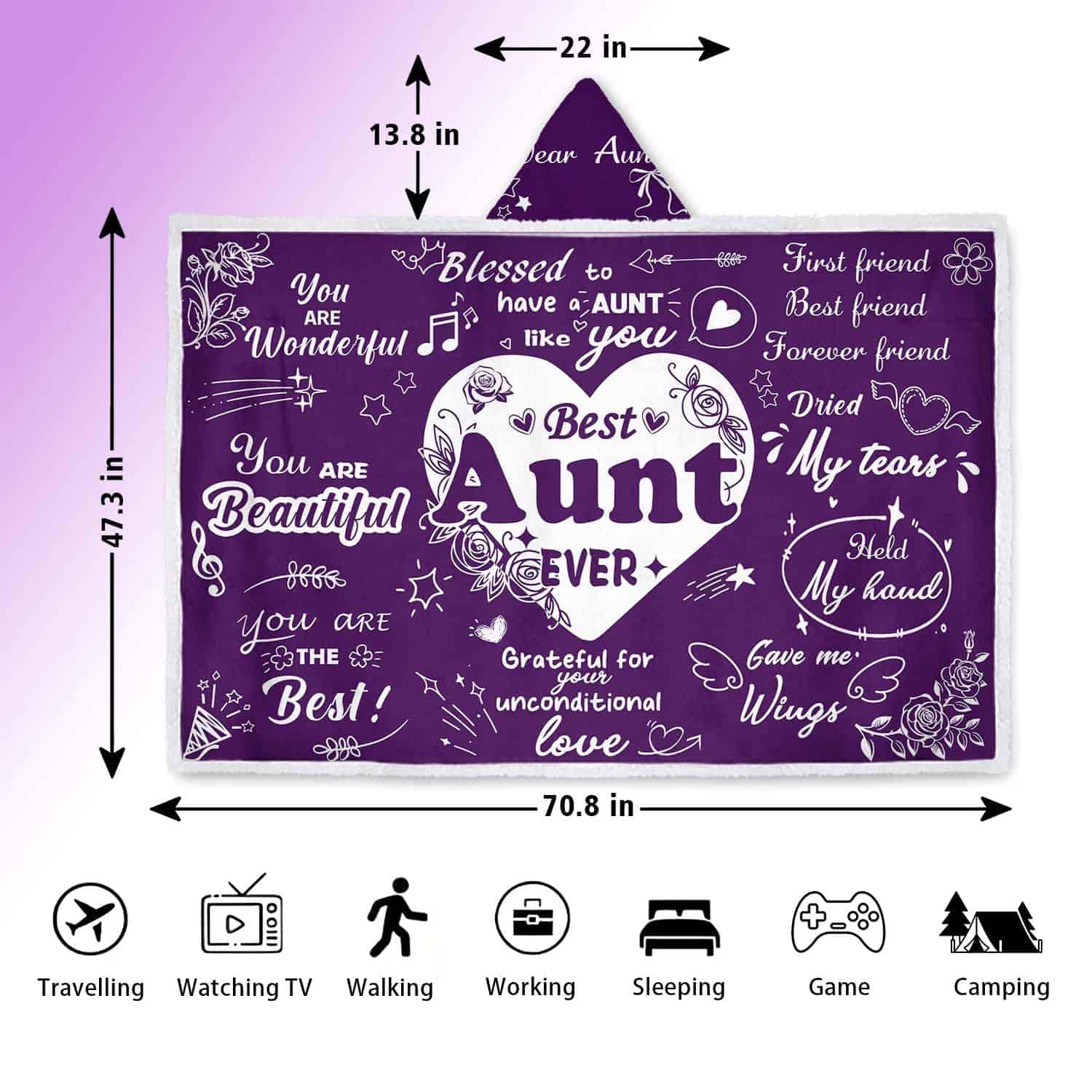 Manta con Capucha para Tía, Mejores Regalos para la Mejor - Imagen 5