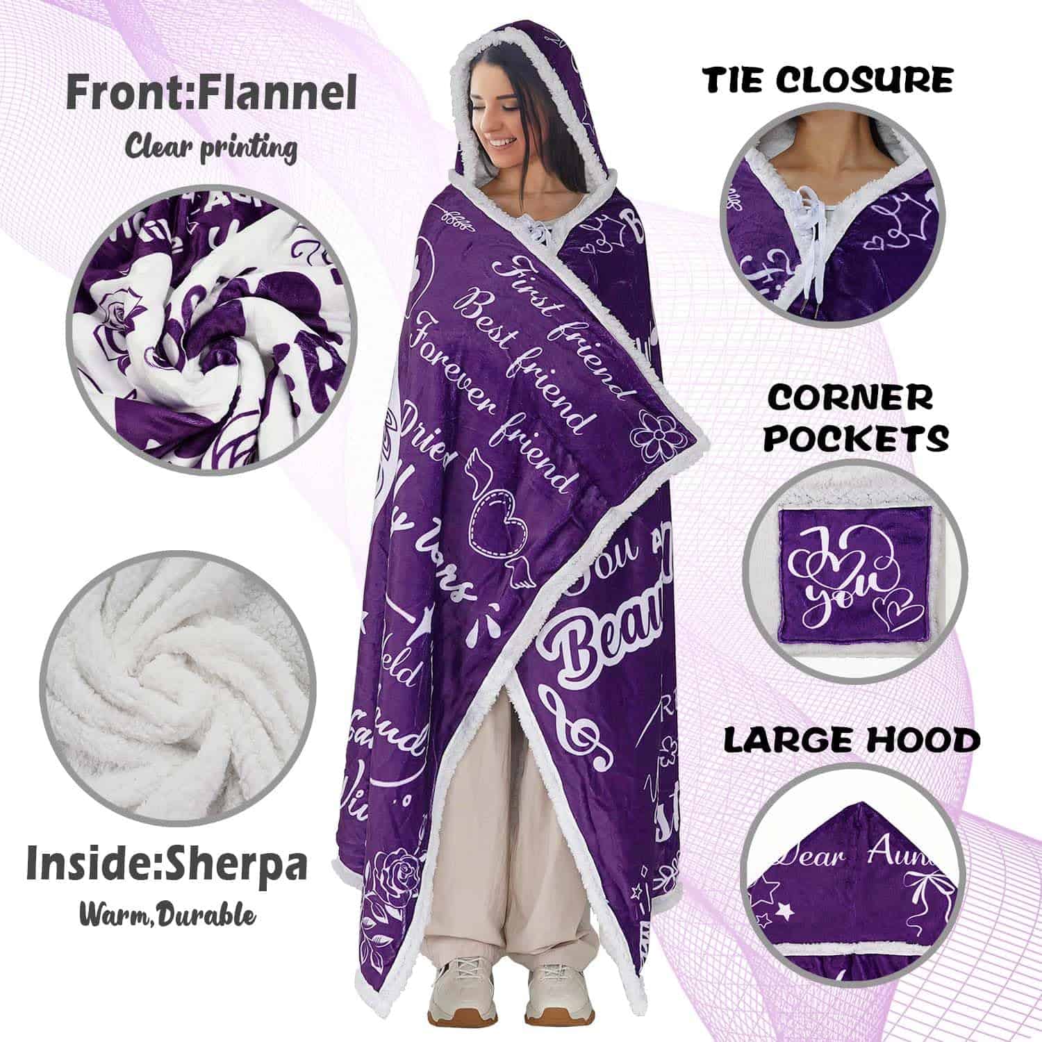 Manta con Capucha para Tía, Mejores Regalos para la Mejor - Imagen 4