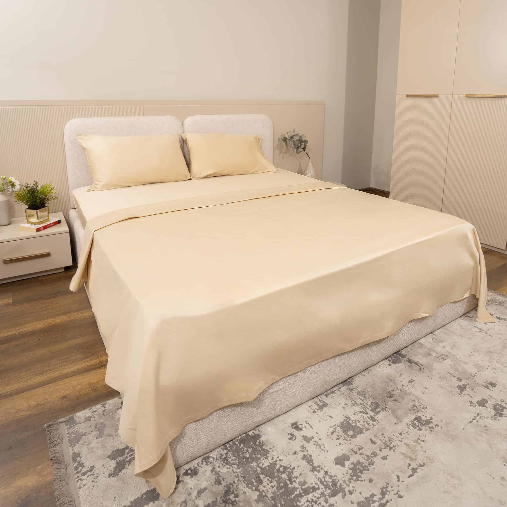 Juego de sábanas de algodón orgánico de 300 hilos para cama