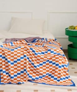 Manta de algodón 100% YIRUIO en cuadros ligera de tejido