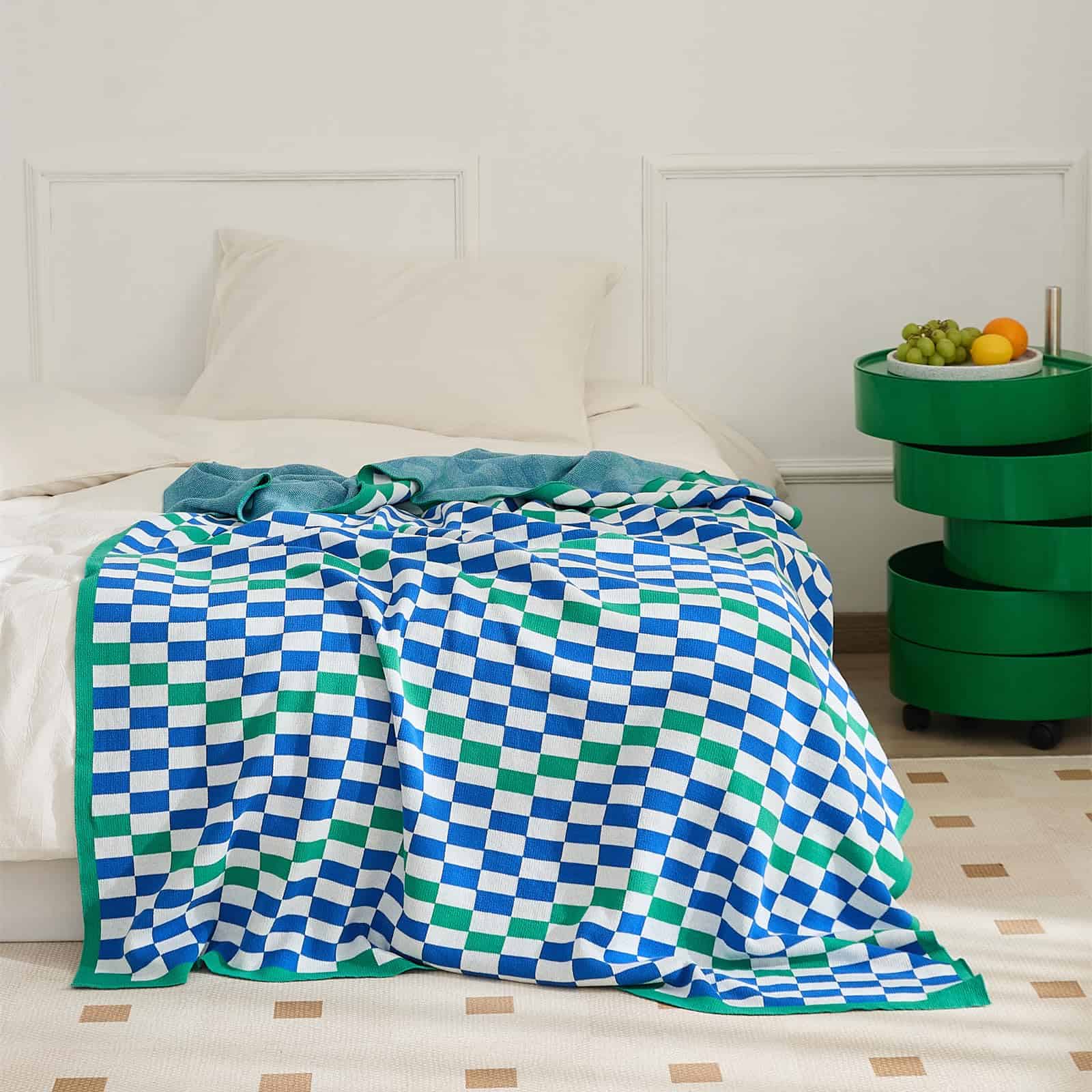 Manta de Algodón 100% YIRUIO a Cuadros Ligera Ultra Fina