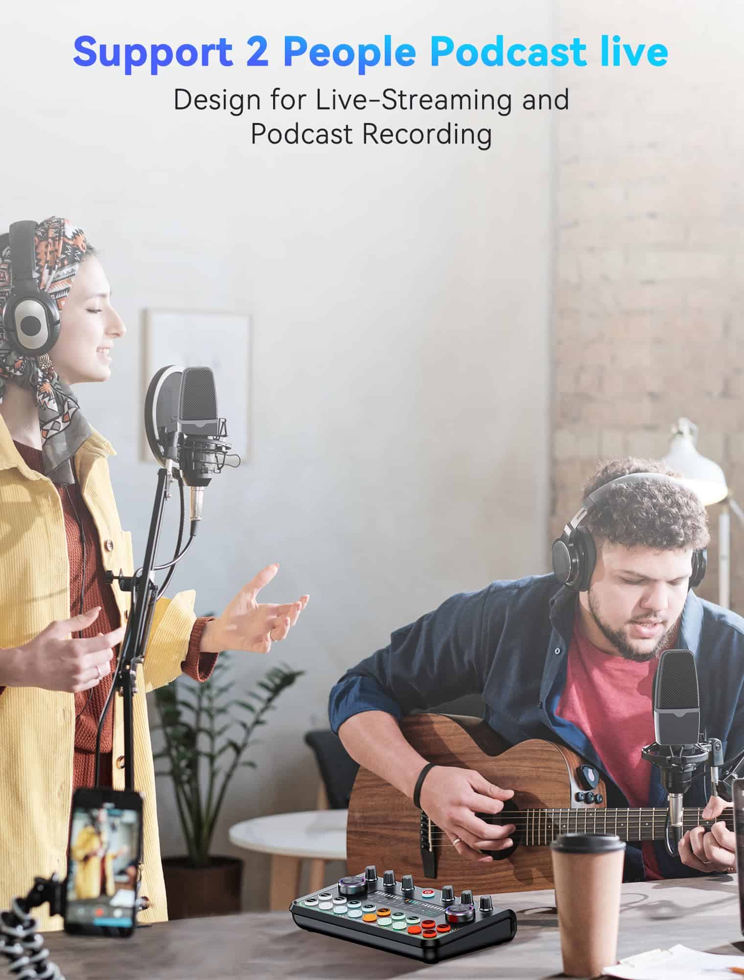 Paquete de Equipo de Podcast SINWE para 2, Interfaz de - Imagen 3