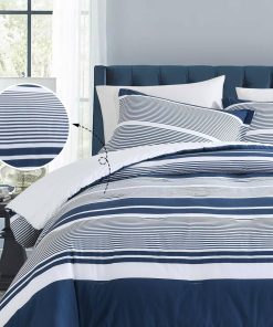 Juego de Edredón Queen Finlonte, Edredón a Rayas Azul