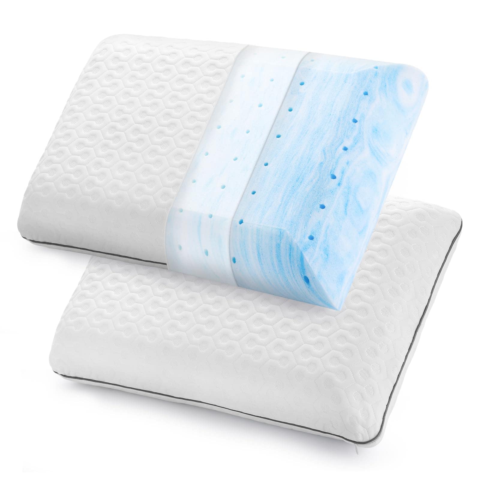 Almohadas de Espuma Viscoelástica con Gel -Blanco/Gris borde