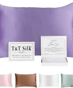 Funda de Almohada de Seda 100% T&T, Seda de Morera de 25