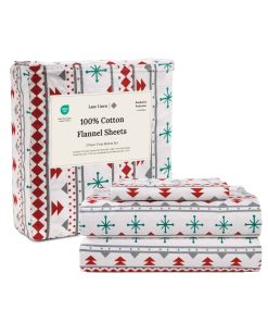 Juego de sábanas de franela Twin LANE LINEN 100% algodón -