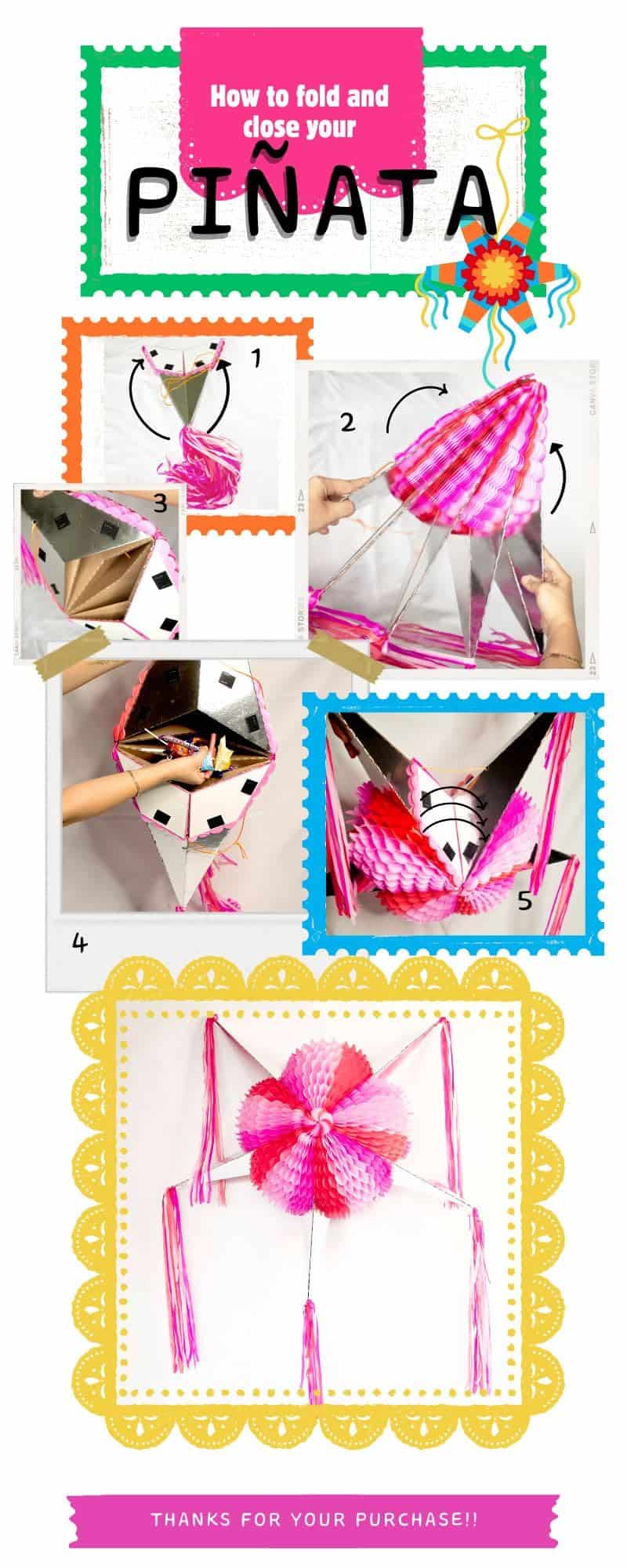 Piñata Mexicana Plegable (lila) - Imagen 5