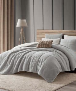 Juego de Edredón Maravilloso Gris de Felpa Acanalada Tamaño