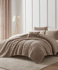 Juego de edredón maravilloso de peluche marrón claro tamaño