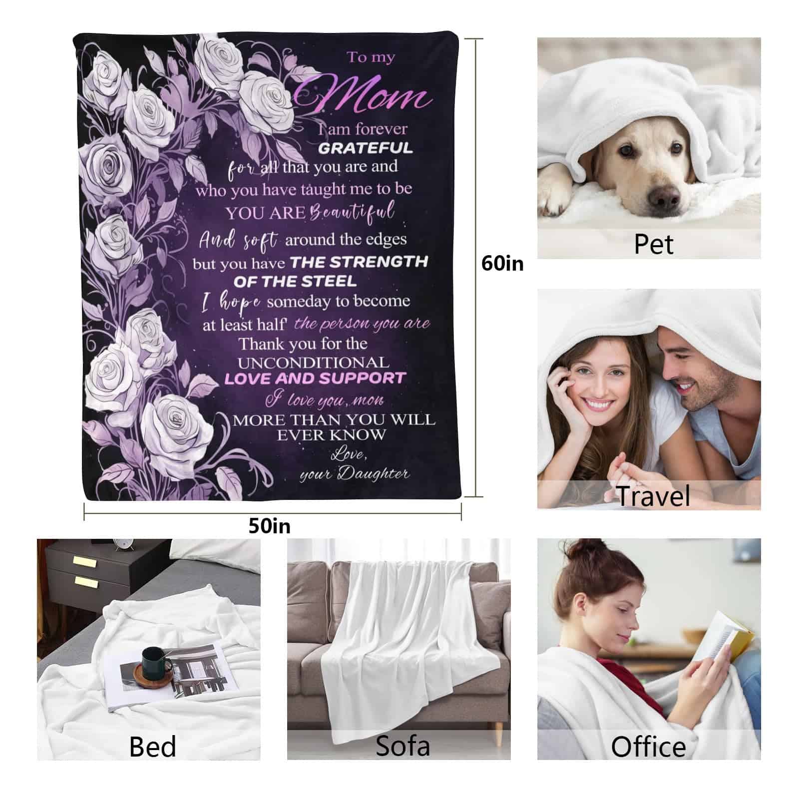 Manta de Franela PINKBAY para mi Mamá, 50x60 pulgadas - - Imagen 6