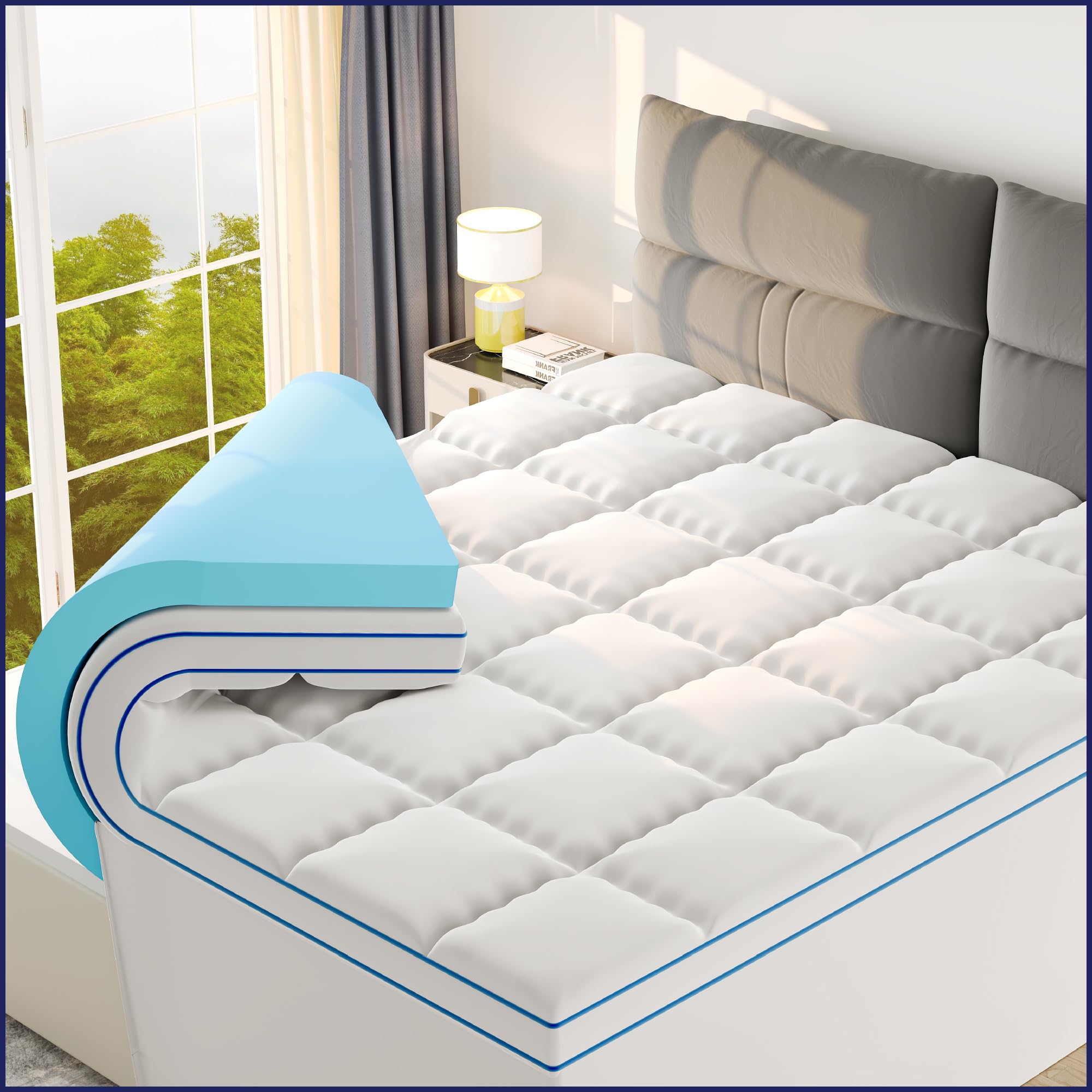 Topper de Colchón de Espuma con Memoria de 4 Pulgadas de