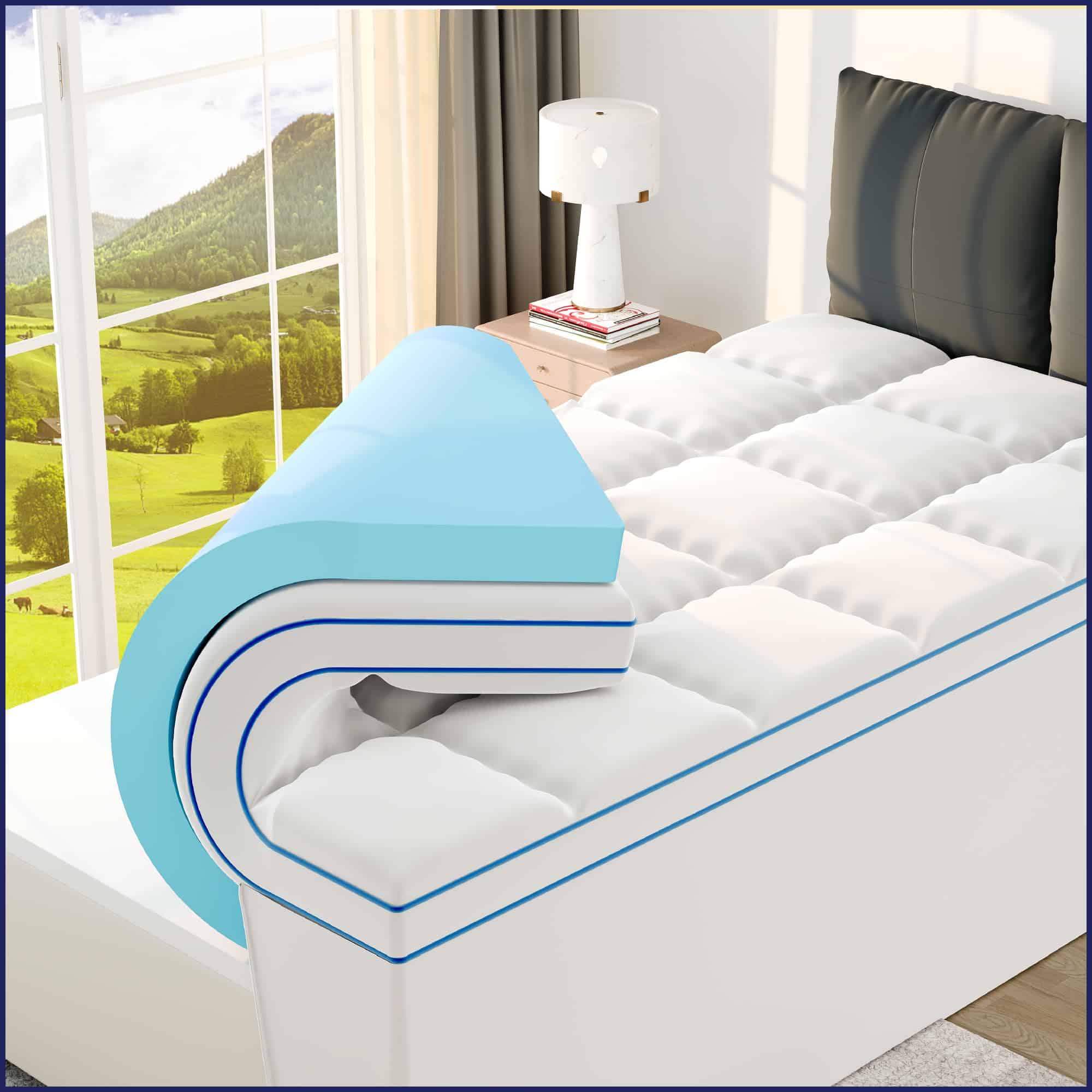 Topper de Colchón de Espuma Viscoelástica de 4 Pulgadas de