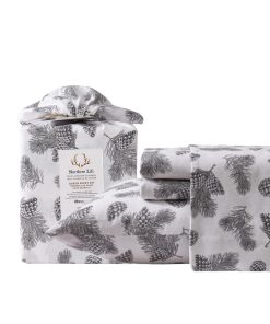 Juego de sábanas de franela Queen 100% -Pino Conos