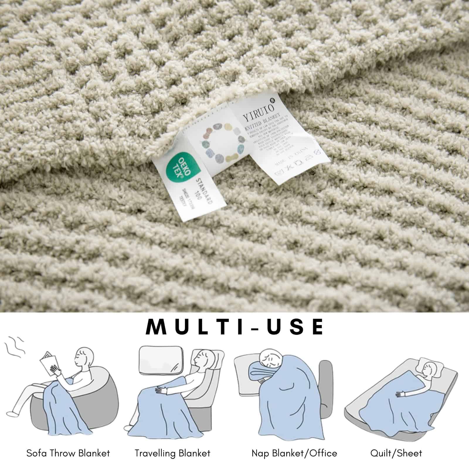 Manta de Tejido de Gofre de Microfibra YIRUIO Tejido de - Imagen 7