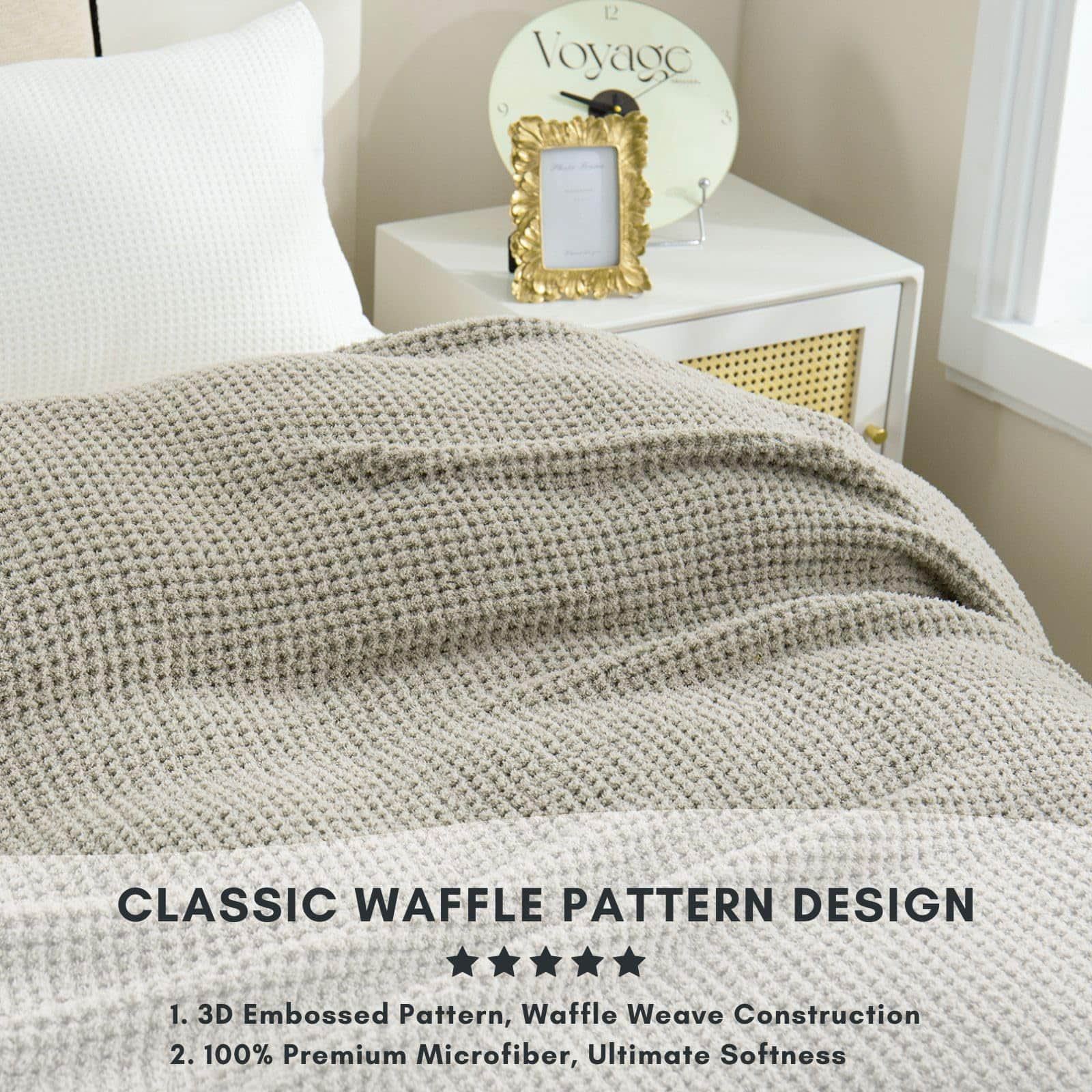 Manta de Tejido de Gofre de Microfibra YIRUIO Tejido de - Imagen 5