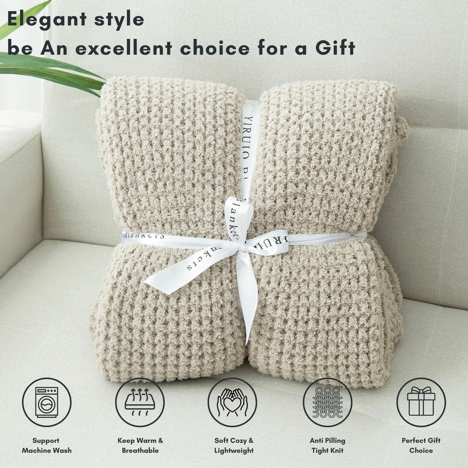 Manta de Tejido de Gofre de Microfibra YIRUIO Tejido de - Imagen 6