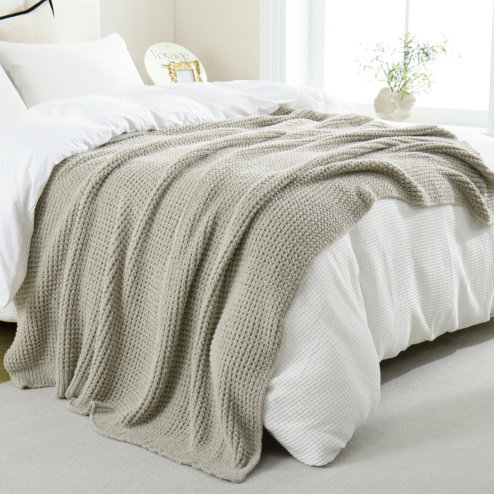 Manta de Tejido de Gofre de Microfibra YIRUIO Tejido de - Imagen 3