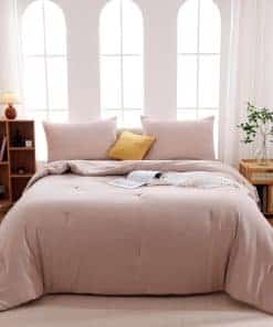 Juego de edredón beige ultra suave para cama tamaño Queen -