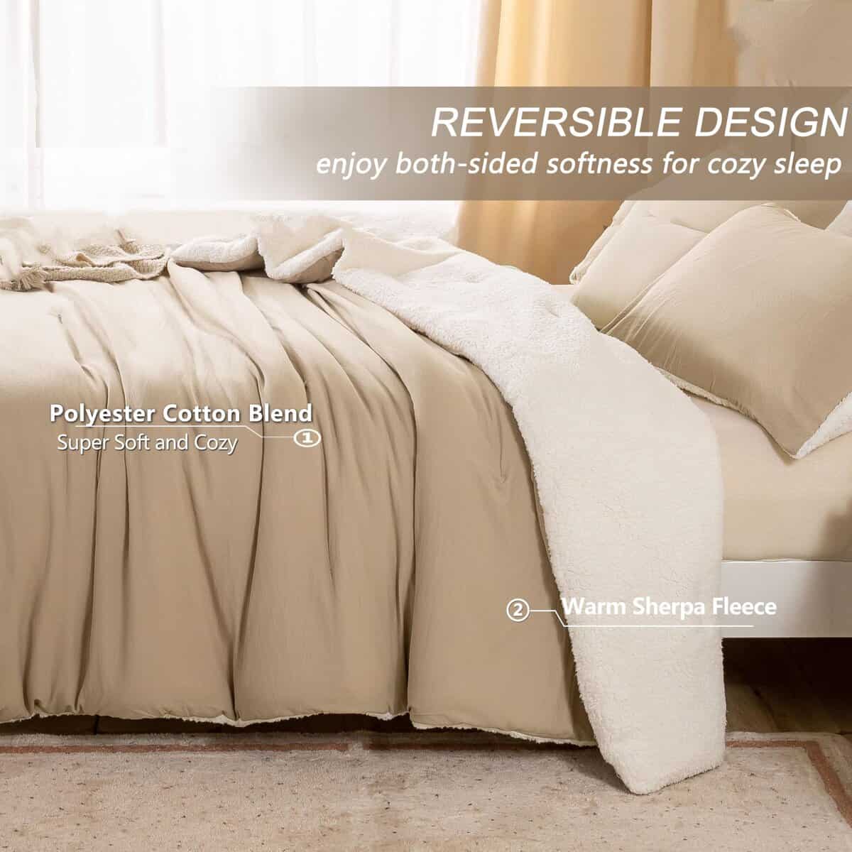 Edredón XIONGBT de Sherpa Cálido y Esponjoso para Cama King - Imagen 5