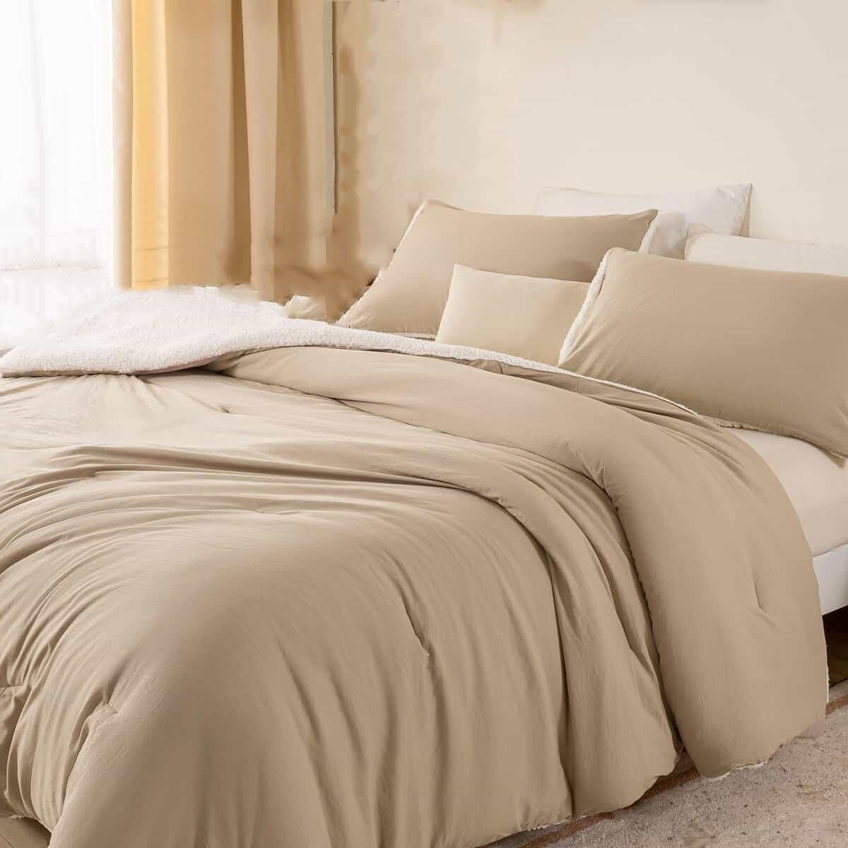 Edredón XIONGBT de Sherpa Cálido y Esponjoso para Cama King - Imagen 8