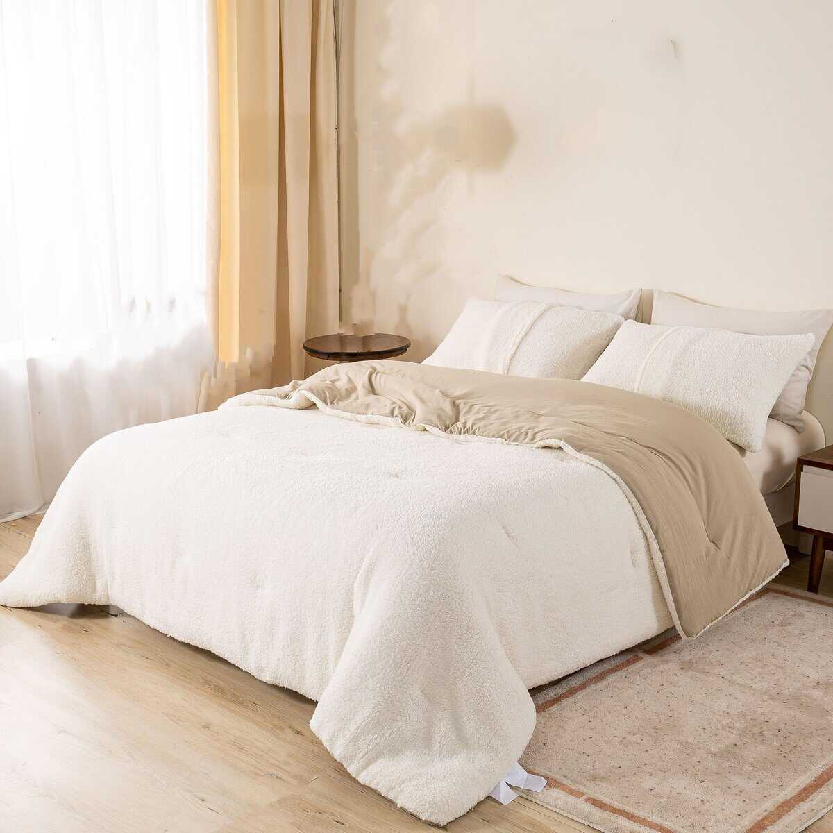 Edredón XIONGBT de Sherpa Cálido y Esponjoso para Cama King - Imagen 3