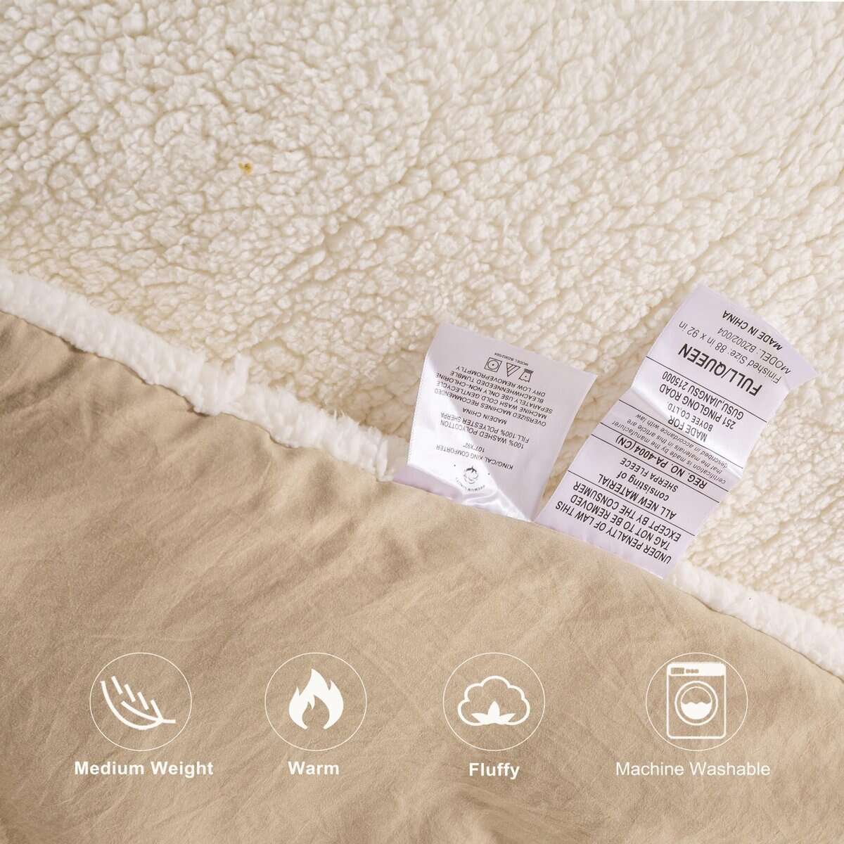 Edredón XIONGBT de Sherpa Cálido y Esponjoso para Cama King - Imagen 6