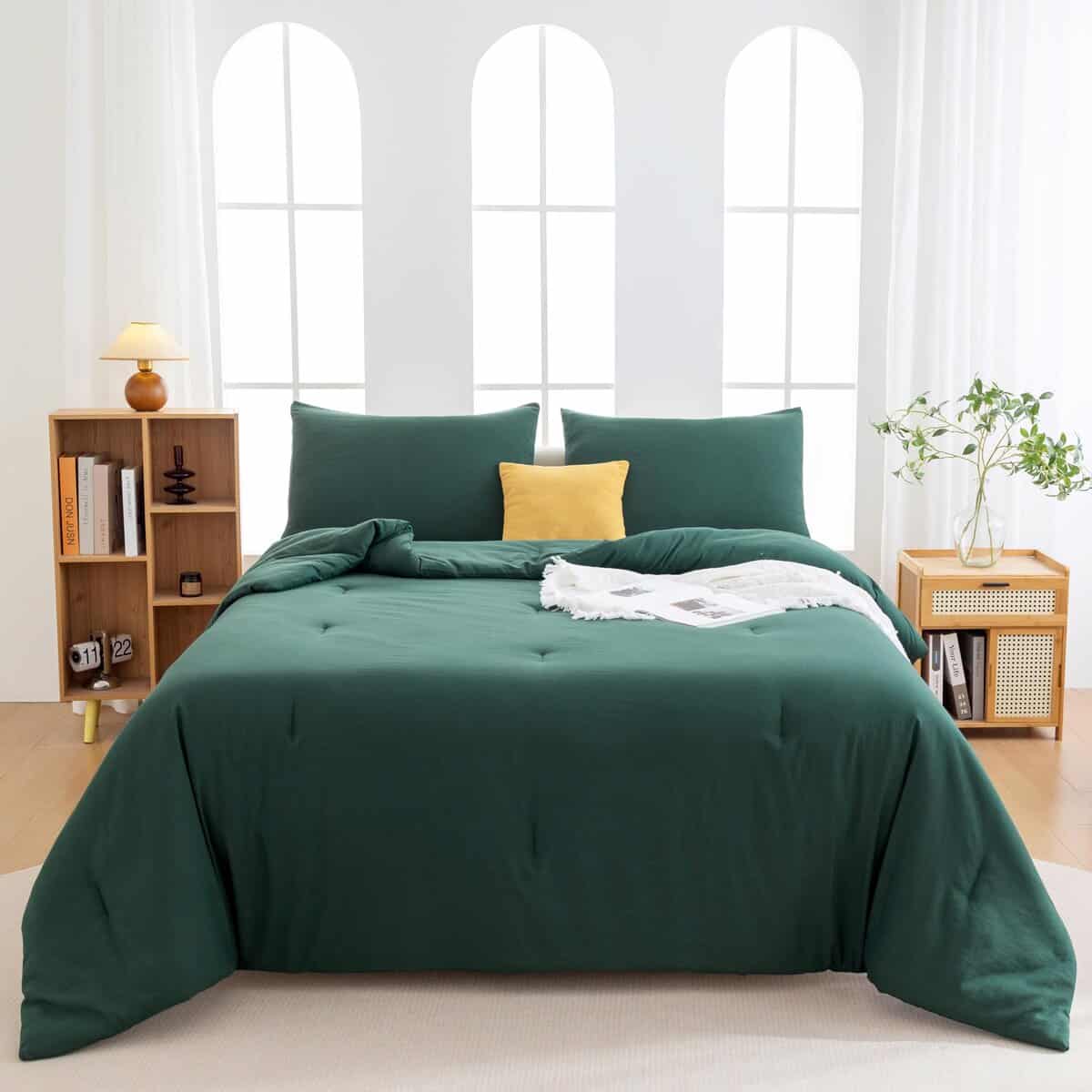 Juego de Edredón Ultra Suave Verde Esmeralda Queen - 3