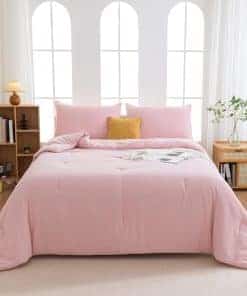 Juego de Edredón Ultra Suave Rosa XIONGBT para Cama Queen -