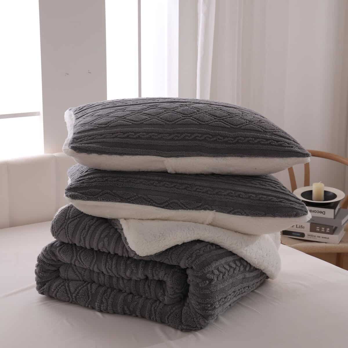 Juego de edredón gris XIONGBT cálido y grueso para cama - Imagen 7