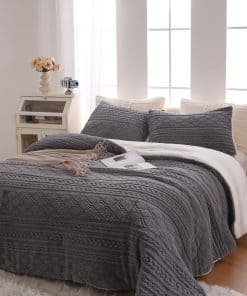 Juego de edredón gris XIONGBT cálido y grueso para cama