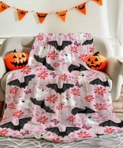 Manta de Halloween con Estampado de Murciélagos y