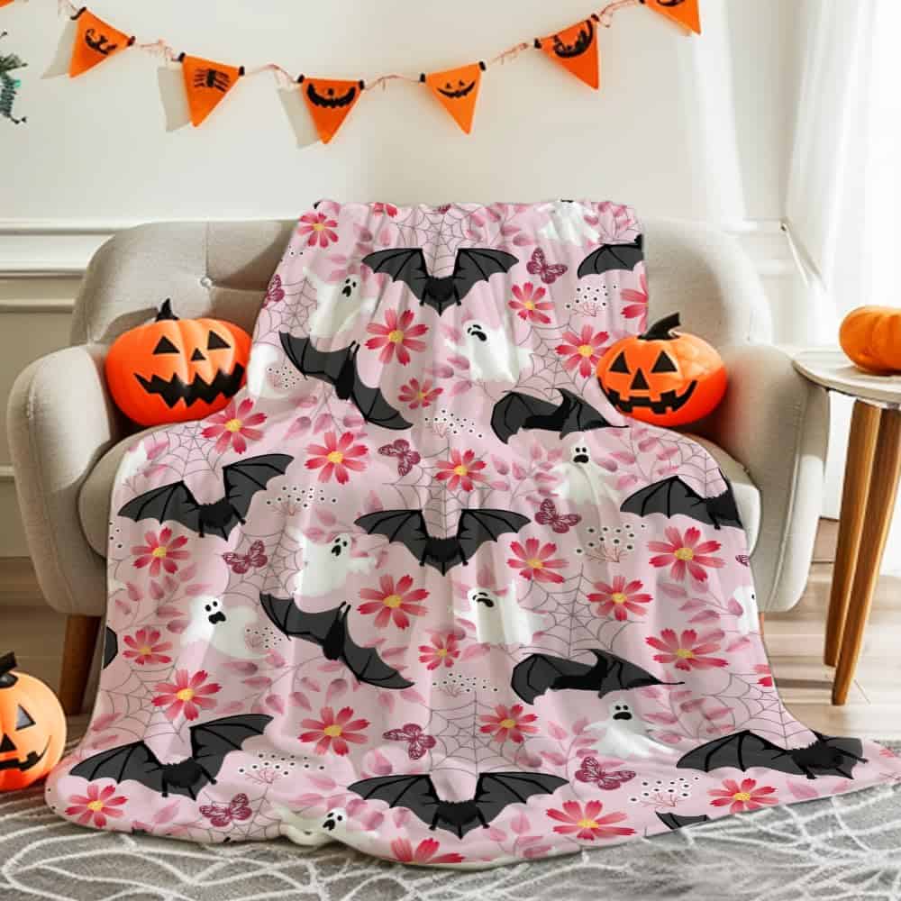 Manta de Halloween con Estampado de Murciélagos y