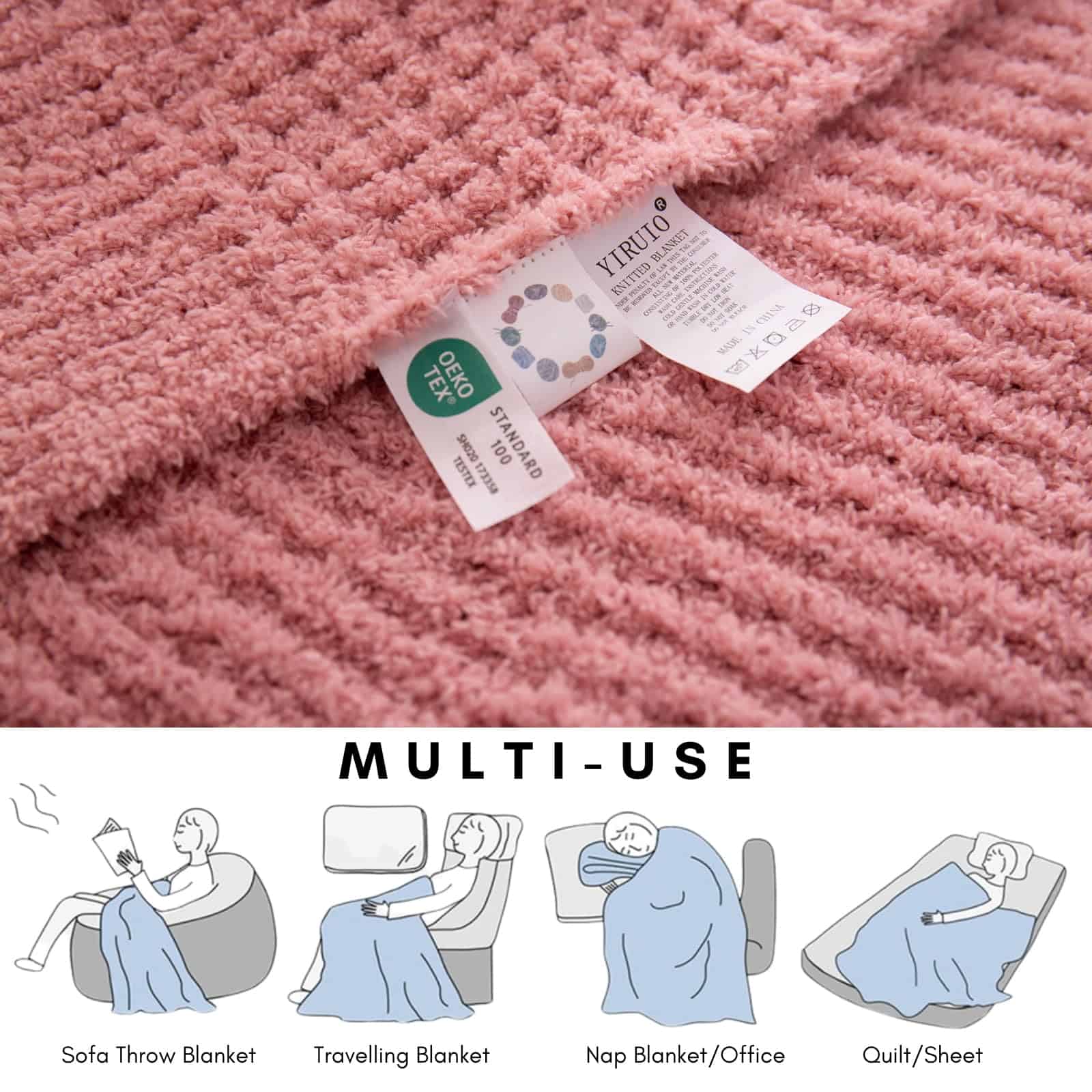 Manta de Tiro de Microfibra Tejido de Gofre YIRUIO Súper - Imagen 7