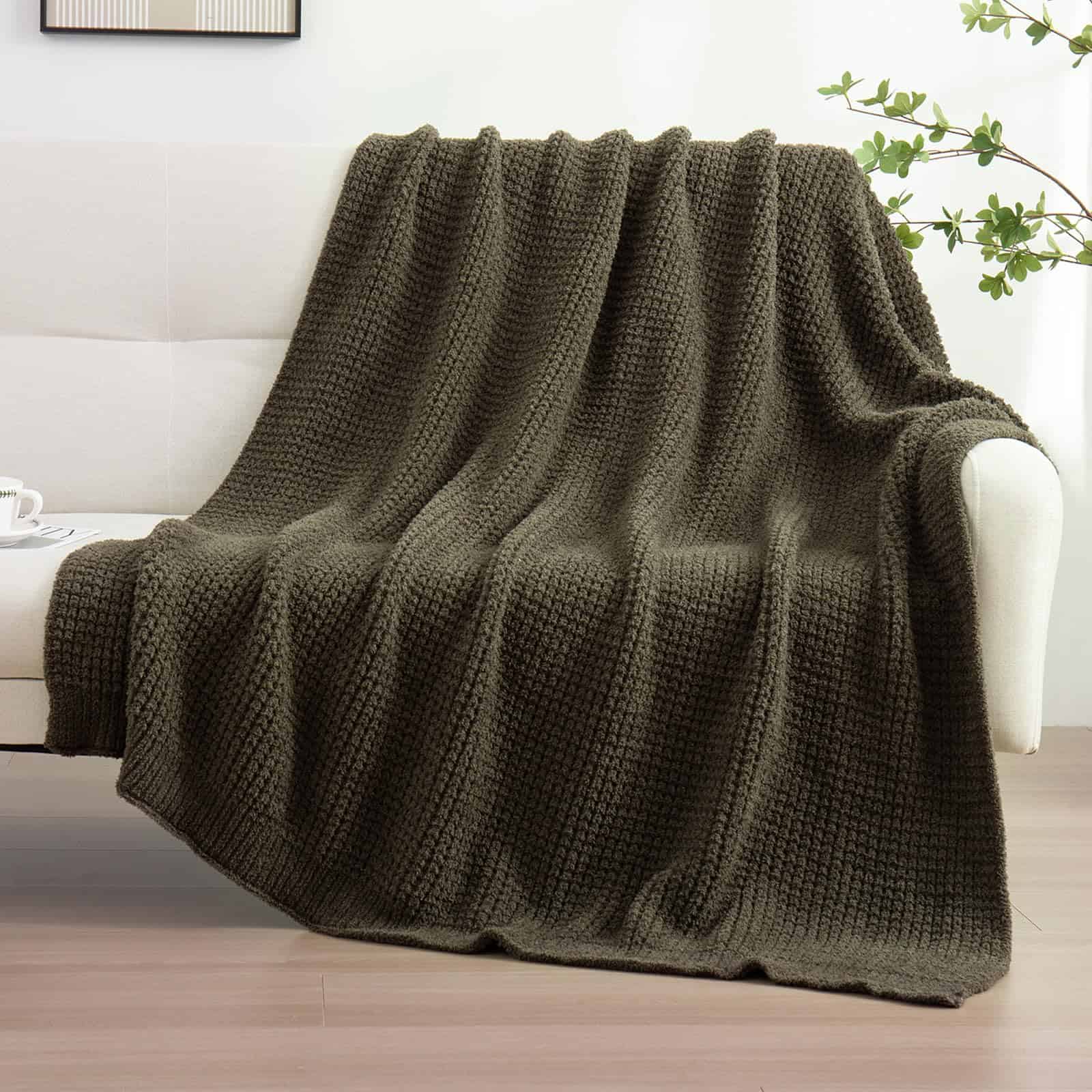 Manta de microfibra tejida de waffle YIRUIO súper suave y