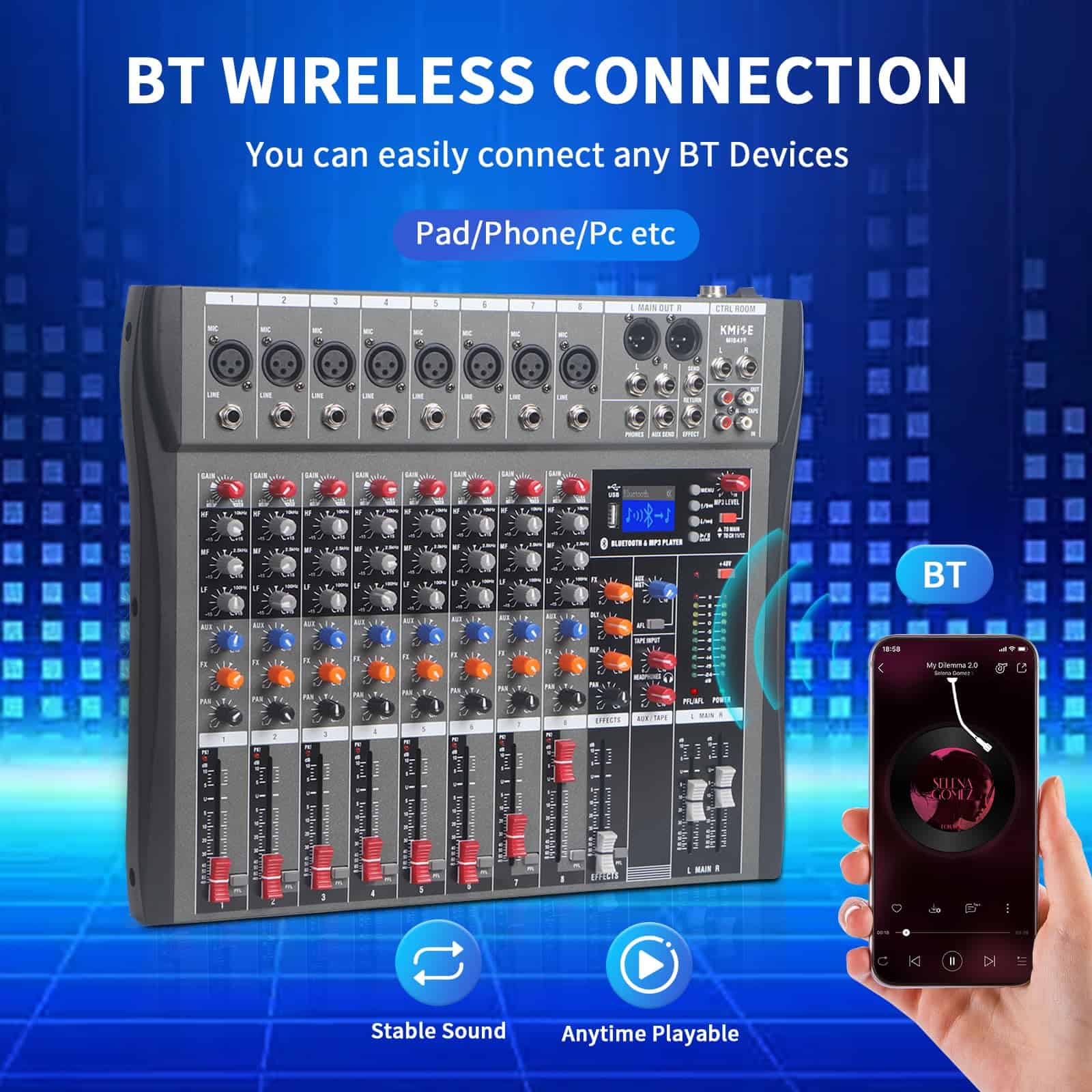 Mezclador de Audio de 8 Canales, Consola Profesional de - Imagen 3