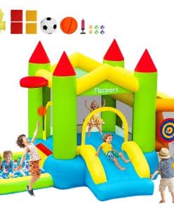 Casa Inflable con Tobogán FBSPORT para Niños, Castillo