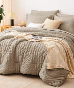 Juego de Edredón Acogedor Queen Seersucker con Sábanas