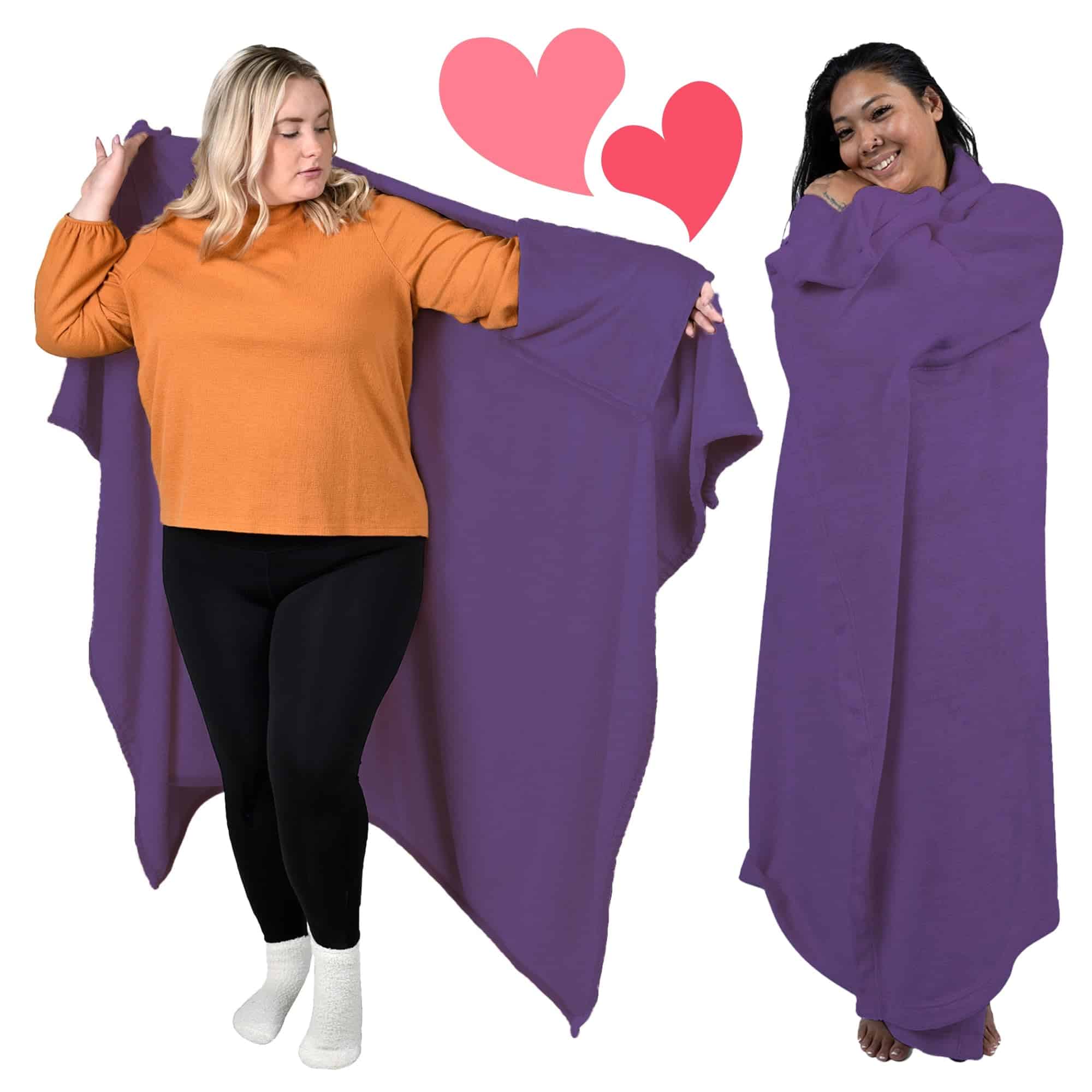 Manta portátil para adultos con mangas -Morado