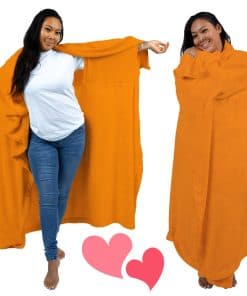 Manta portátil para adultos con mangas -Naranja