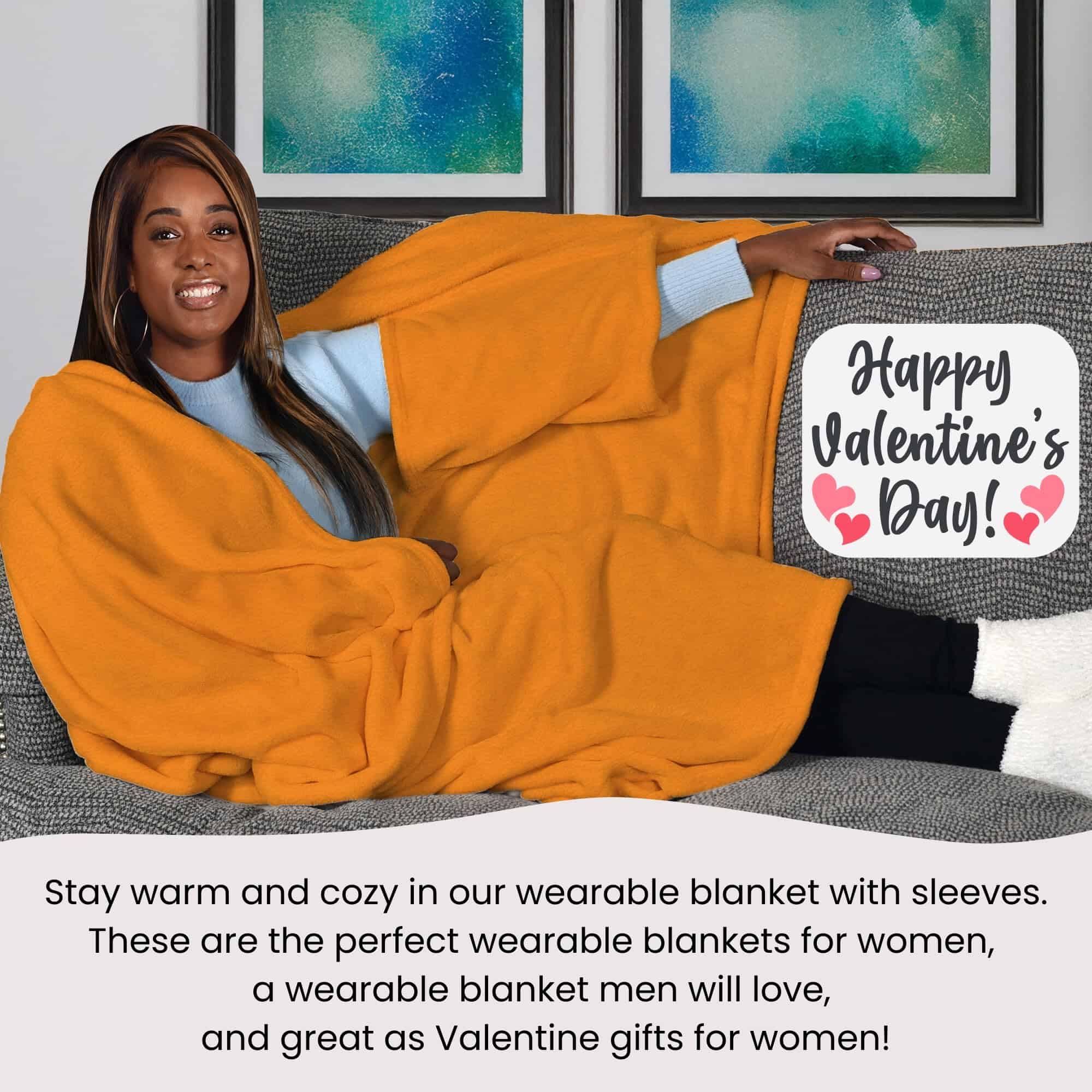 Manta portátil para adultos con mangas -Naranja - Imagen 5