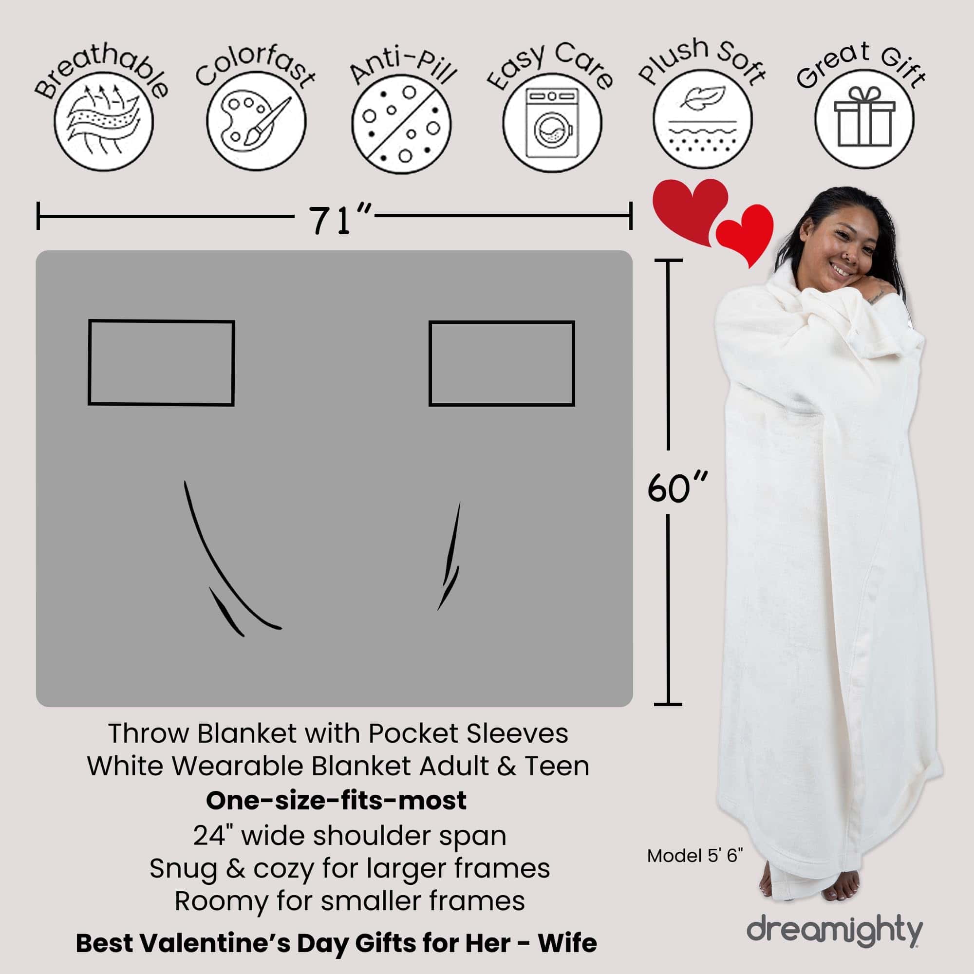 Manta con Mangas Abrigadas - Mantas para Mujeres y Hombres, - Imagen 3