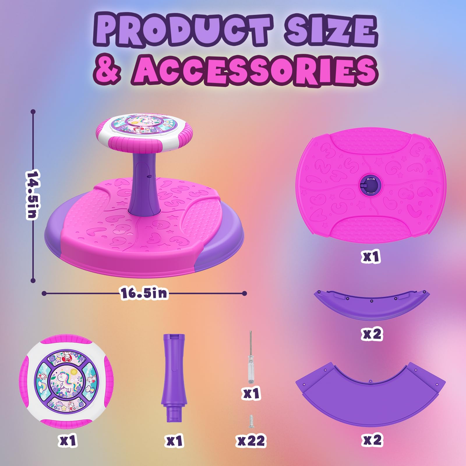 Juguete Unicornio Giratorio para Niñas de 1-3 3-5, Asiento - Imagen 7