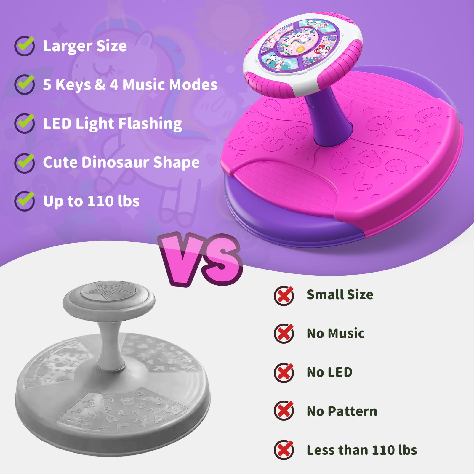 Juguete Unicornio Giratorio para Niñas de 1-3 3-5, Asiento - Imagen 8